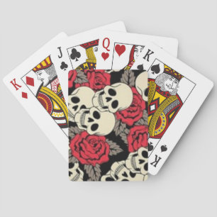 Cartes de jeu de crânes et de roses, visages