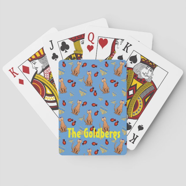 Cartes de jeu de famille de Dreidel de chat de (dos)