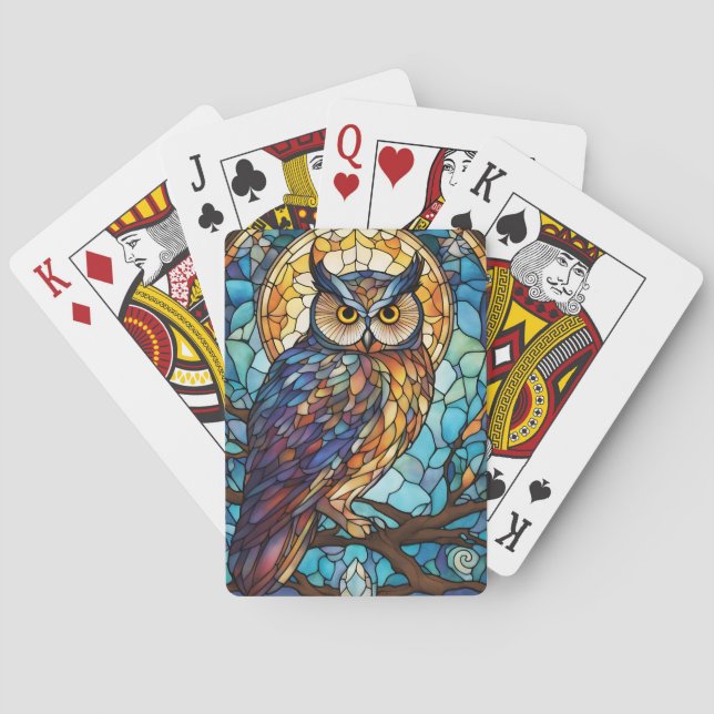 Cartes de jeu de hibou Cartes de poker en verre ch (dos)