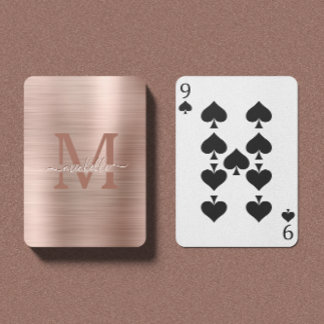 Cartes de jeu de luxe en or Monogrammé Rose brossé