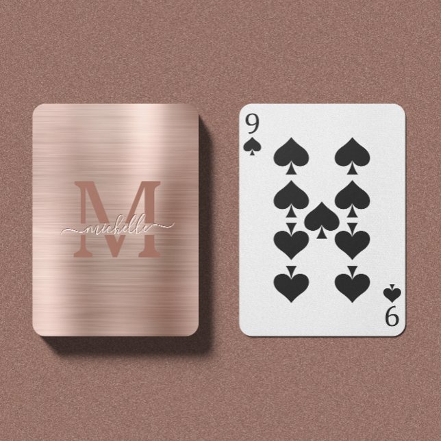 Cartes de jeu de luxe en or Monogrammé Rose brossé (Créateur téléchargé)