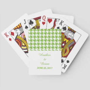 Cartes de jeu de mariage Green Houndstooth