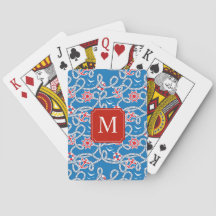 Cartes de jeu de monogramme de bleu royal de club