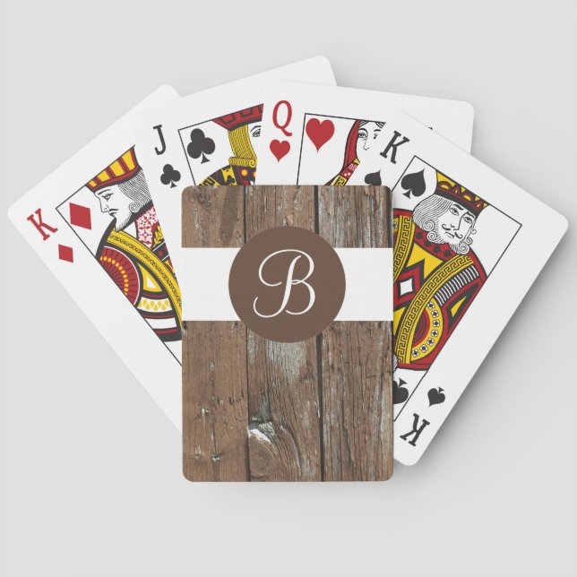 Cartes de jeu de monogramme sur mesure en bois rus (dos)