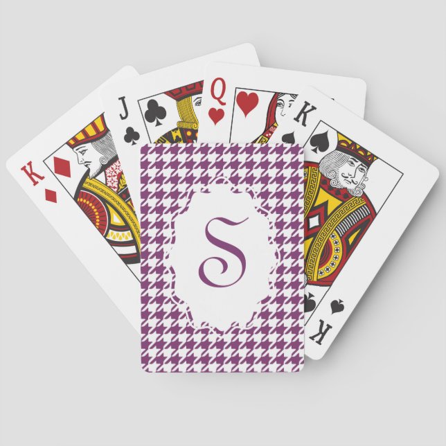 Cartes de jeu de pied-de-poule de monogramme (dos)