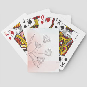 Cartes de jeu de poker florales à l'aquarelle rose