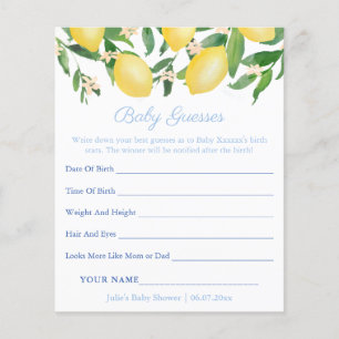 Cartes de jeu de prédictions pour bébé aux citrons