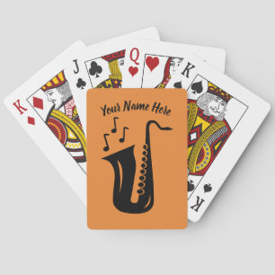Cartes de jeu de saxophone avec le nom fait sur