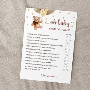 Cartes de jeu de société pour bébé Faits vrais ou