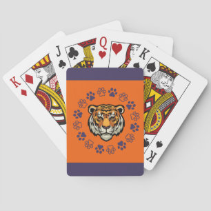Cartes de jeu de tête de tigre orange et bleu