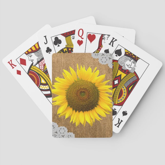 Cartes de jeu de texture de tournesol et de toile (dos)