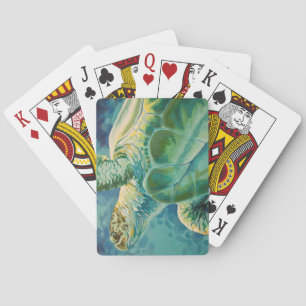 Cartes de jeu de tortue de mer verte