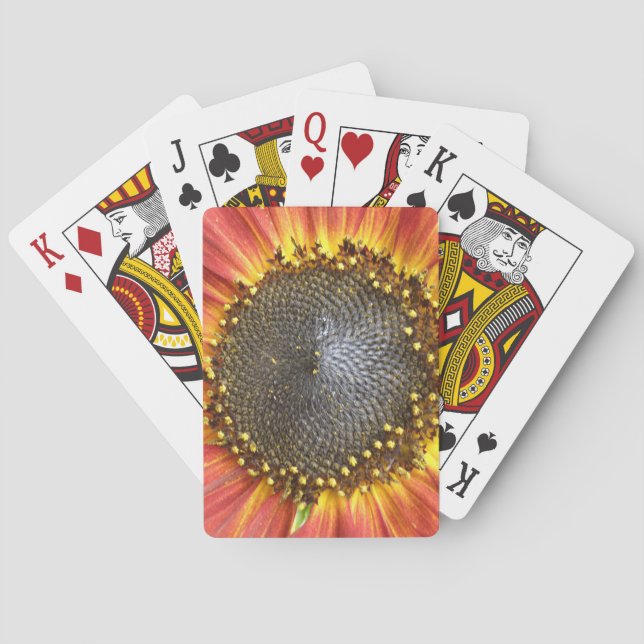 Cartes de jeu de tournesol rouge et jaune (dos)