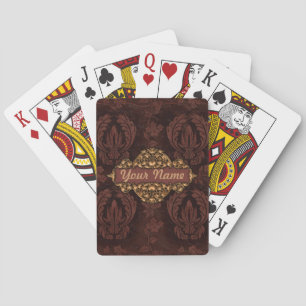 Cartes de jeu de w/Brass "de cuir de relief" de
