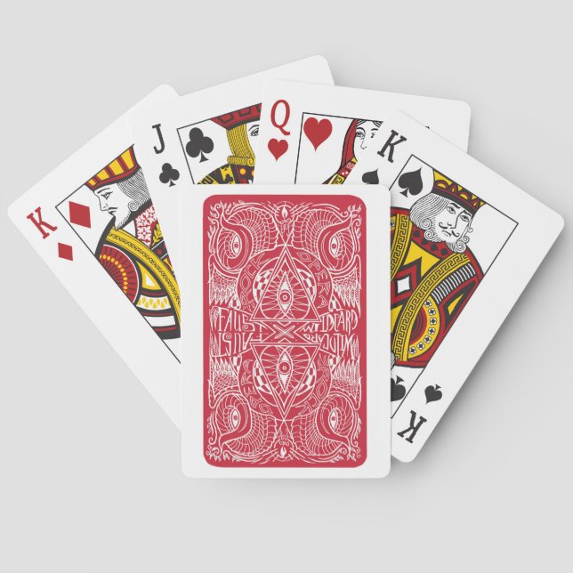 Cartes de jeu de WILDCARDXFAUST rouges et blanches (dos)