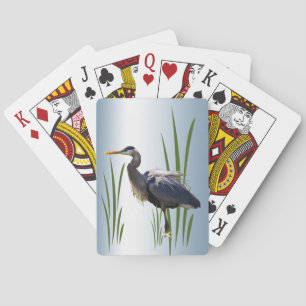 Cartes de jeu d'oiseau de héron de grand bleu