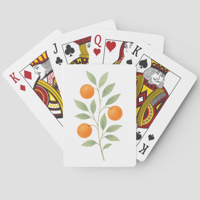 Cartes de jeu élégantes aux fruits orange (dos)