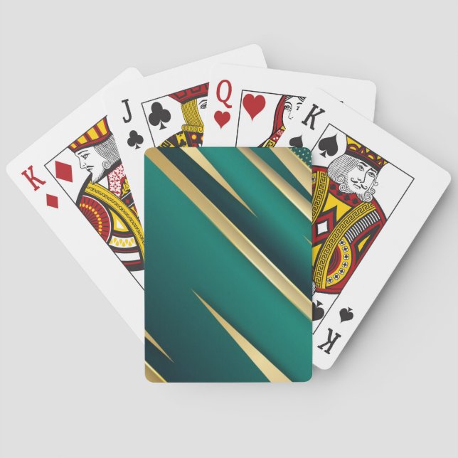 Cartes de jeu élégantes - Vert et Or (dos)