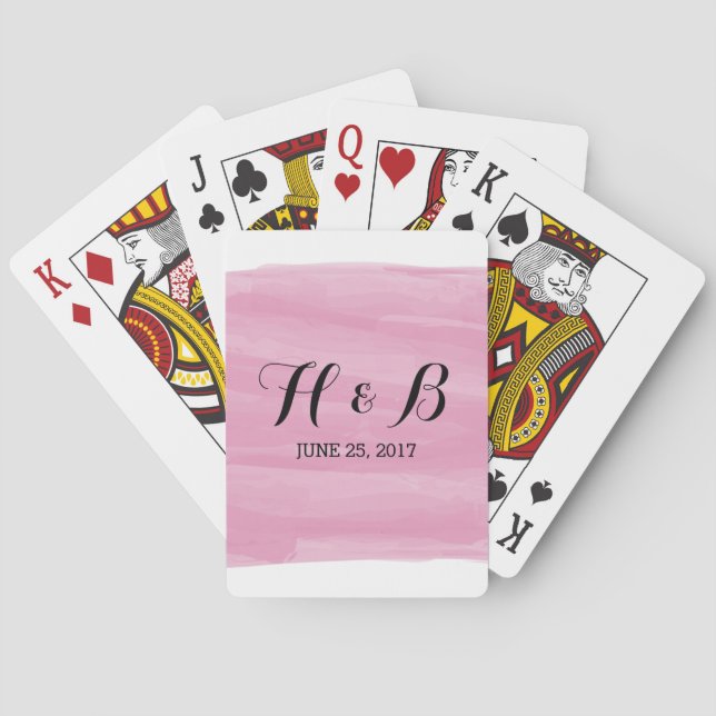 Cartes de jeu en aquarelle rose (dos)