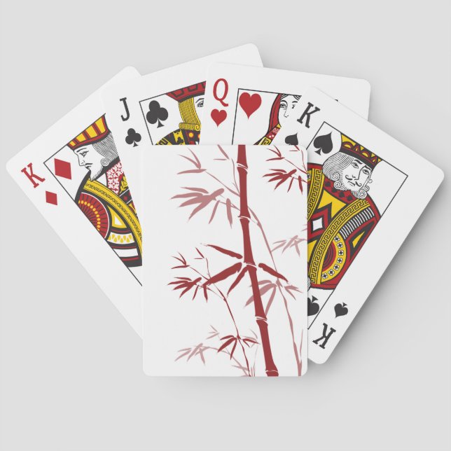 Cartes de jeu en bambou rouge (dos)