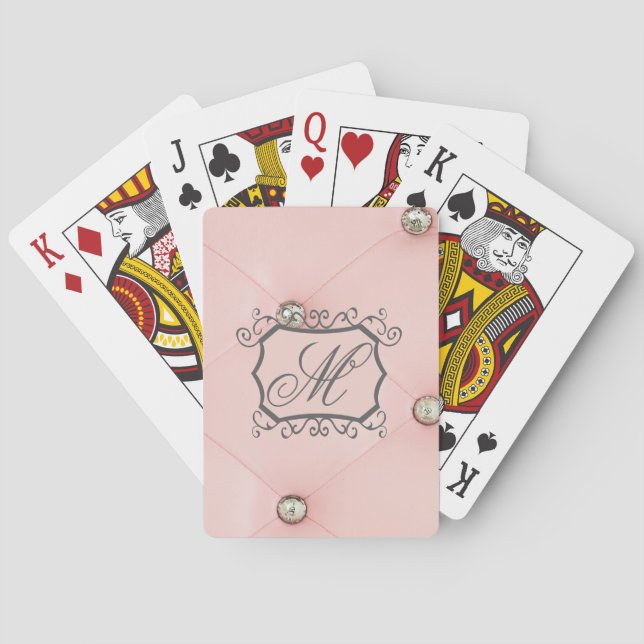 Cartes de jeu en cuir tuftées roses de Bling de (dos)