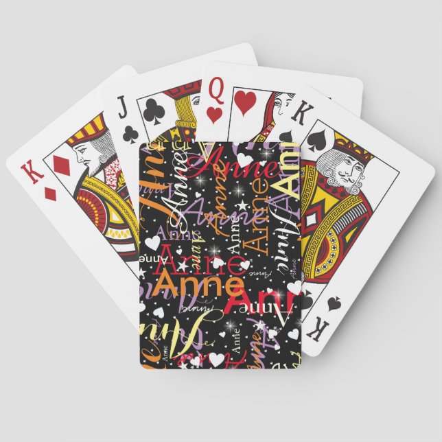 Cartes de jeu en noir avec nom pour une fille (dos)