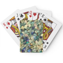 Cartes de jeu en verre de cailloux de mer