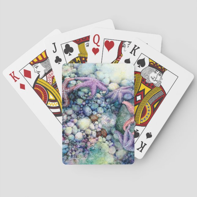 Cartes de jeu - étoile de mer tidepool aquarelle (dos)