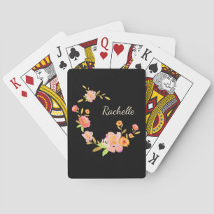 Cartes de jeu faites sur commande florales oranges