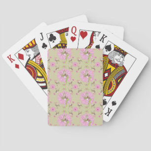 Cartes de jeu florales roses et vertes