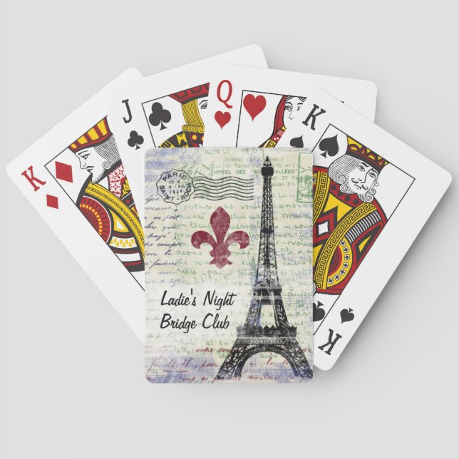 Cartes de jeu françaises vintages de Tour Eiffel (dos)
