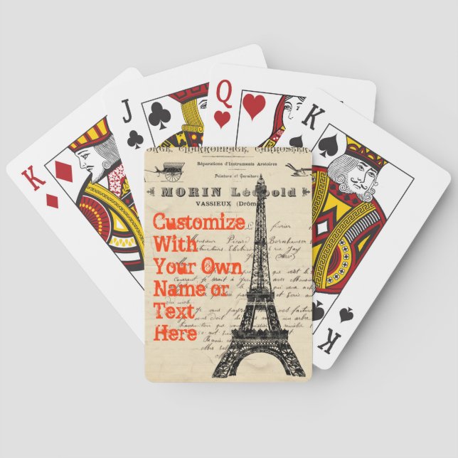 Cartes de jeu françaises vintages de Tour Eiffel (dos)