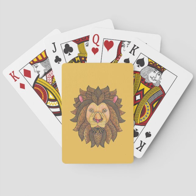 Cartes de jeu gribouillées de lion (dos)