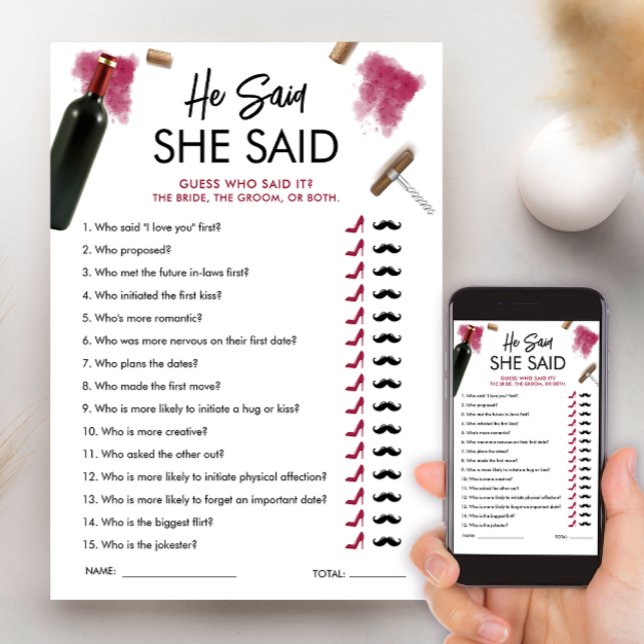 Cartes de jeu "Il a dit, elle a dit" Vin Shower de (Créateur téléchargé)