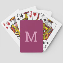 Cartes de jeu initiales Raspberry Pink Monogram