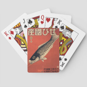 Cartes de jeu japonaises vintages de poissons