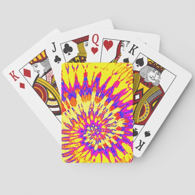 Cartes de jeu Jaune et Purple Spiral Tie Dye (dos)