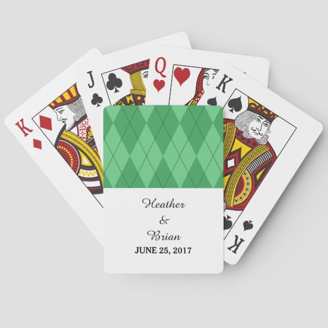 Cartes de jeu Mariage Jacquard vert (dos)