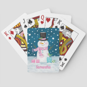 Cartes de jeu mignonnes de bonhomme de neige de