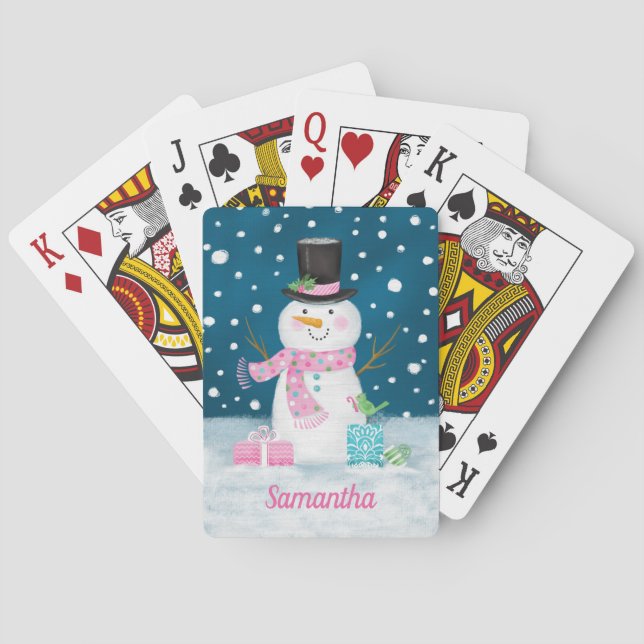 Cartes de jeu mignonnes de bonhomme de neige de (dos)