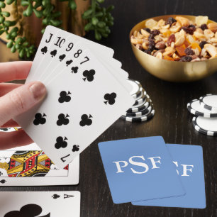 Cartes de Jeu Monogrammes Périwinkle et blanc