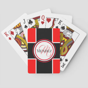 Cartes De Jeu Monogrammes Rouge Et Noir Classique