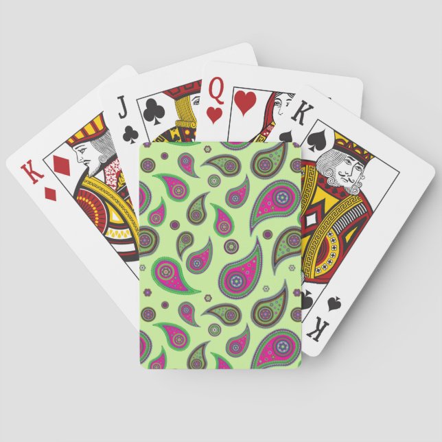 Cartes de jeu Motif vert et rose (dos)