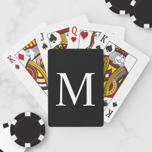 Cartes de jeu noir Monogramme personnalisées