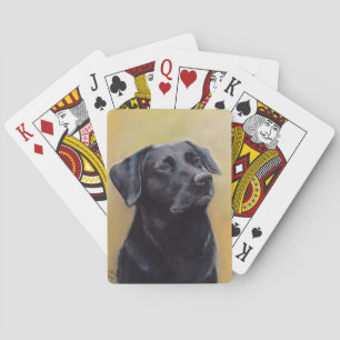 Cartes de jeu noires d'art de chien de labrador