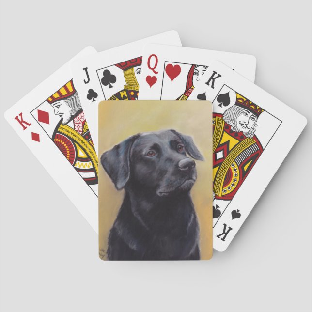 Cartes de jeu noires d'art de chien de labrador (dos)