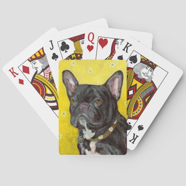 Cartes de jeu noires de chien de bouledogue (dos)