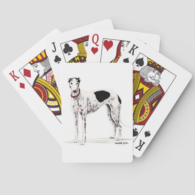 Cartes de jeu noires et blanches d'art de chien de (dos)