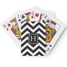 Cartes de jeu noires et blanches de monogramme de