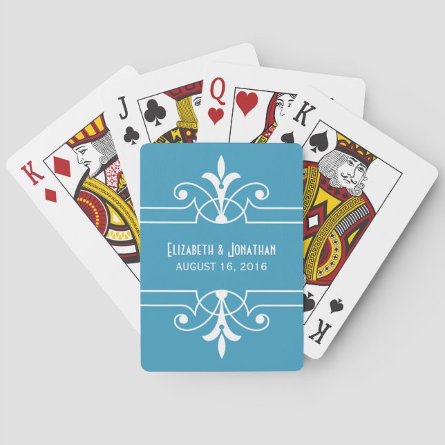 Cartes de jeu ornementales Bleu Fancy (dos)